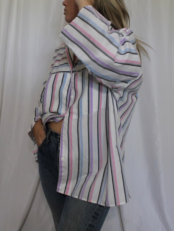 Pastel stripe button up blouse - image 2