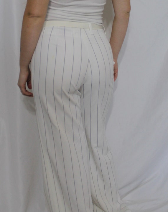 Belted white pinstripe pants - image 4