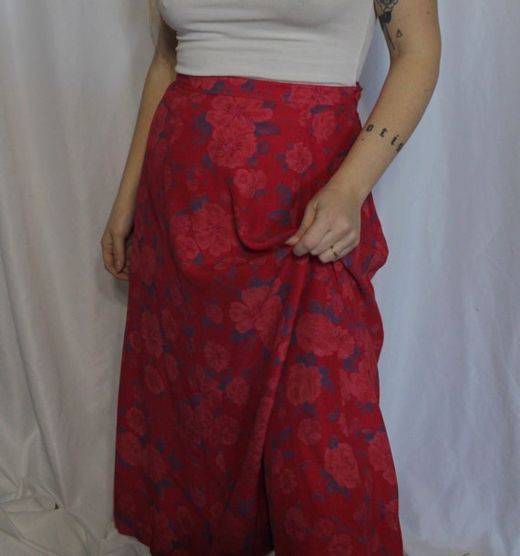 Magenta floral rayon skirt