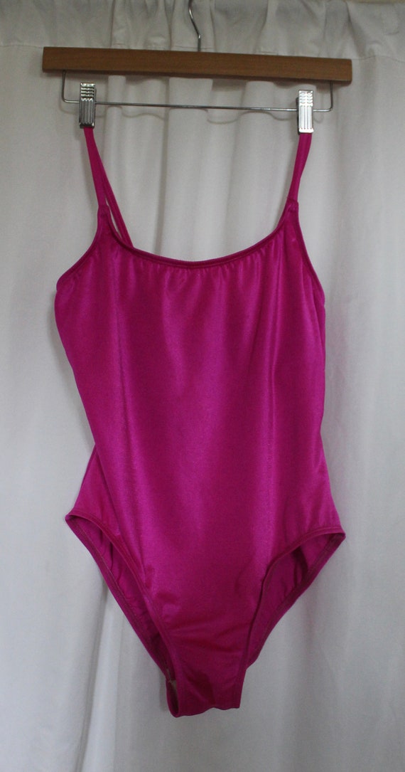 80s neon pink one piece swimsuit