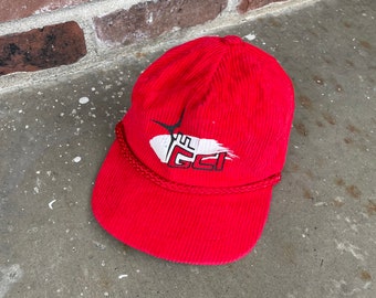 Red corduroy GCI trucker hat
