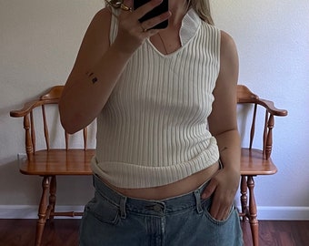 Ruffle collar tank top