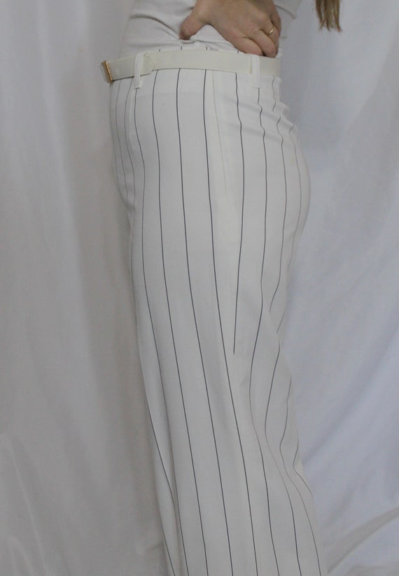 Belted white pinstripe pants - image 3