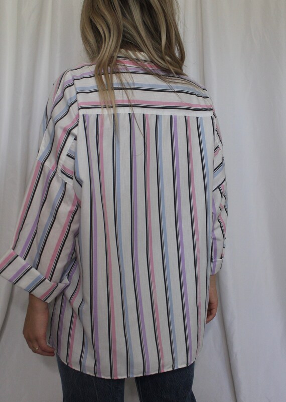 Pastel stripe button up blouse - image 4