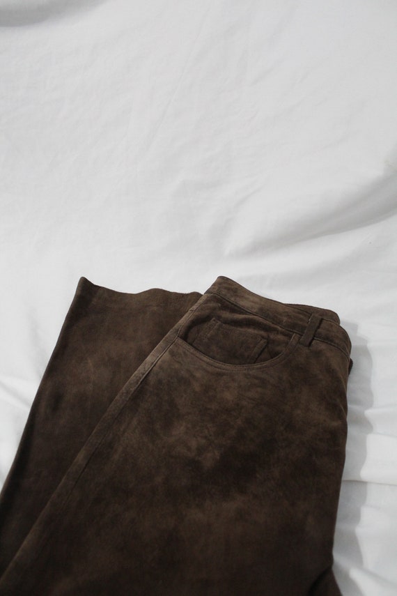 Brown suede pants - image 4