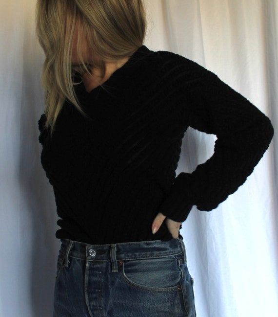 Black stripe boucle sweater