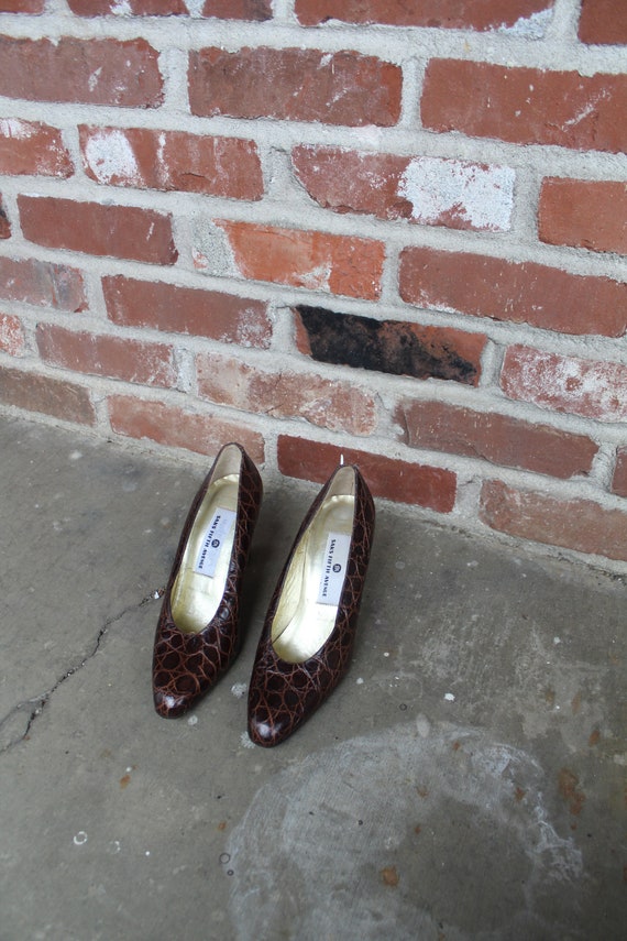 Saks brown leather heels