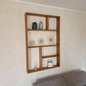 Mensola da parete tipo cassa in legno di quercia