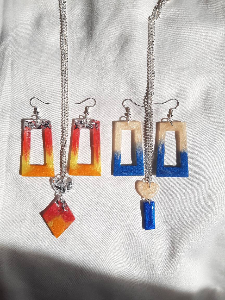 Resin Jewellery Set Resin Necklace & Earrings Sterling Etsy Nederland