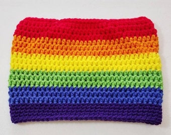 Crochet Pride, Rainbow Beanie, LGBTQ Accessories, Kitty Ears, Pride Month Gift, Gift for Gay