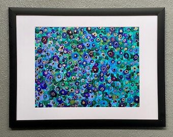 Original Morning Glory Alcohol Ink Painting: Framed Floral Art (18" x 24")