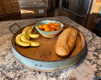 Serving Tray and Lazy Susan, Made from Reclaimed Wine Barrels FREE US SHIPPING