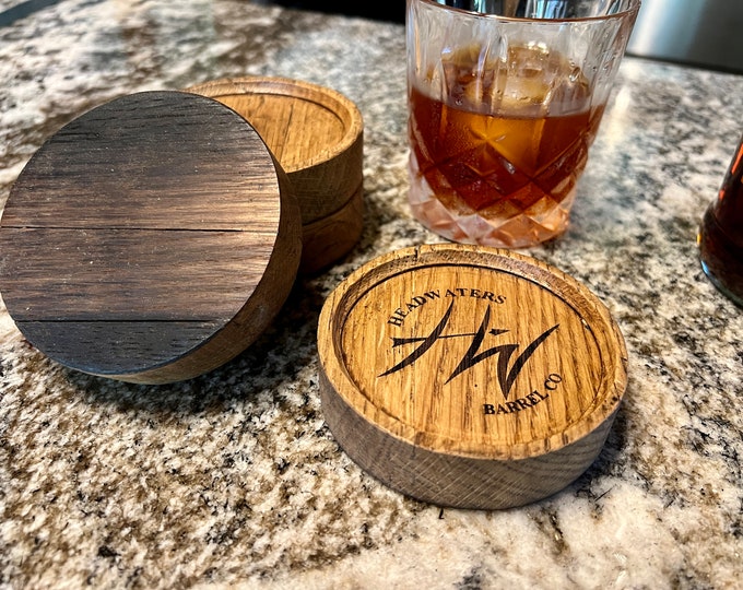 Coasters, Set of 4, Made From Reclaimed Whiskey Bourbon Barrels FREE US SHIPPING