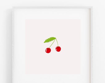 Berry and Cherry Art | Digital Download | Valentine Day Gift | Simple Kitchen Art | Cute Modern Print |