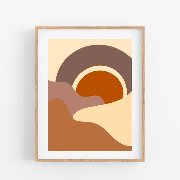 boho style sunset print | rust and purple | mid century modern | ecclectic style art |