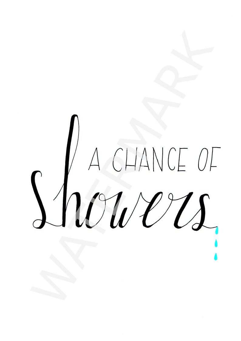 A Chance of Showers A4 Digital Download Bathroom Home Etsy