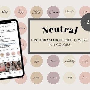 250+ Instagram Highlight Covers | Icons | 4 colors Neutral, Beige theme