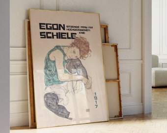 Egon Schiele-affisch, vintageaffisch, present till henne, retrotryck, expressionistisk konst, inflyttningspresentidé, museumsväggkonst, digital nedladdning