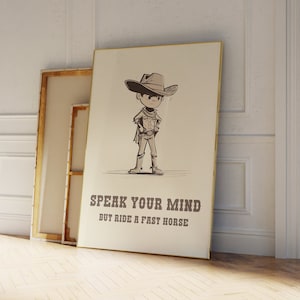 Western Cowboy Boys Room Art, Vintage Boy Nursery, Printable Wall Art, Kids Decor, Kids Room, Vintage Kids Poster, Digital Download Art