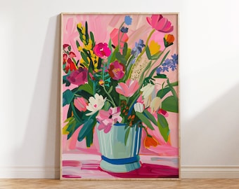 Florale Wand Kunst Drucke, Matisse Fauvismus, Dopamin Dekor, trendige Wanddekoration, farbenfrohe Kunst, Maximalist Dopamin Dekor, digitaler Download Kunst