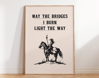 Cowgirl Quote Print, Minimalist Western Wall Art, Vintage Cowboy Art, Wild West Home Decor, Horseback Riding Poster, Digital Download Art