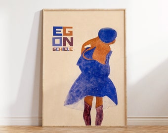 Egon Schiele Vintage Print, Museum Wall Art, Egon Schiele Art, Vintage Posters, Exhibition Poster, Digital Download