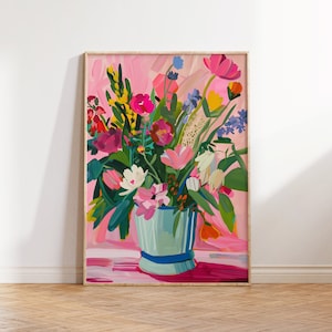 Floral Wall Art Prints, Matisse Fauvism, Dopamine Decor, Trendy Wall Decor, Colorful Art, Maximalist Dopamine Decor, Digital Download Art