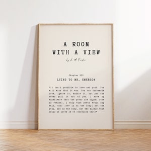 A Room with a View, Book Print, Book Page, Book Wall Art, Wall Art Poster, Book Poster, Mid Century Modern, Digital print, bookish gifts