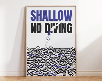 Bathroom Art Print, Bathroom Digital Download Wall Art, Vintage Gallery Art, Funny Bathroom Wall Art, Diving Poster, Mid Century Modern