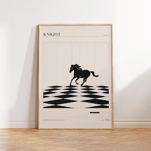 Mid Century Modern Chess Art Print, Chess Digital Download Wall Art, Vintage Gallery Art, mid century wall art