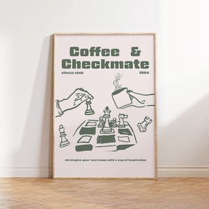 Chess Club Print, Chess Wall Art, Checkmate Poster, Trendy Wall Art, Chess Art Print, Digital Download,  Chess Lover Gift, Vintage Art