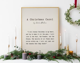 A Christmas Carol Printable Quote, Charles Dickens Print, Christmas Poster, Holiday Wall Decor, Vintage Book Page, Book Art, Book Poster,DIY