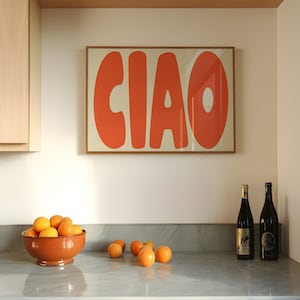 Ciao Print, Type Poster, Typography Poster, Trendy Wall Art, Italian Retro Poster, Red Art, Printable Art, Digital Download