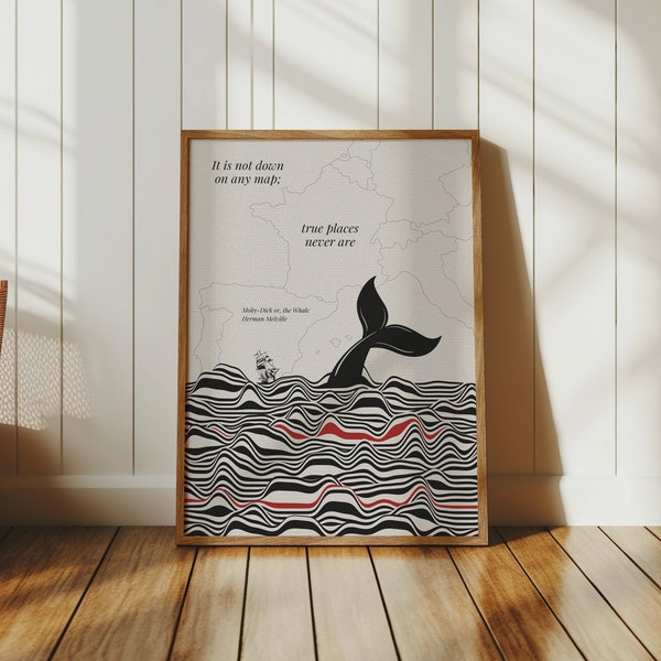 Moby Dick, Buch Seite, Herman Melville, Buch Wandkunst, Moby Dick Poster, Buch Poster, Mid Century Modern, Geschenk für Buchliebhaber, Digitaldruck
