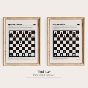 Mid Century Modern Chess Print Set of 2, Gallery Wall Art, Minimalistic Printable Wall Art, Trendy Modern Wall Posters, Chess Poster