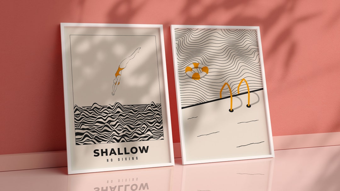 Bathroom Wall Art, Mid Century Modern Bathroom Print Set of 2, Printable Poster, Trendy Modern ...