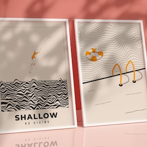 Arte de parede para banheiro, conjunto de 2 impressões de banheiro moderno de meados do século, pôster para impressão, arte de parede moderna e moderna, pôster para banheiro, download digital
