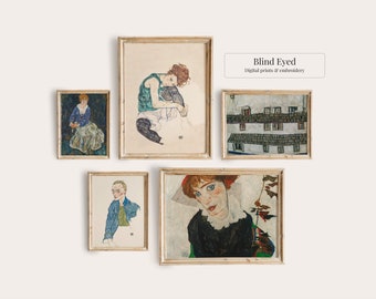 Egon Schiele Gallery Wall, Vintage Printable Wall Art, Eclectic Gallery Set, Wall Prints Bundle, Digital Download, Museum Wall Art,