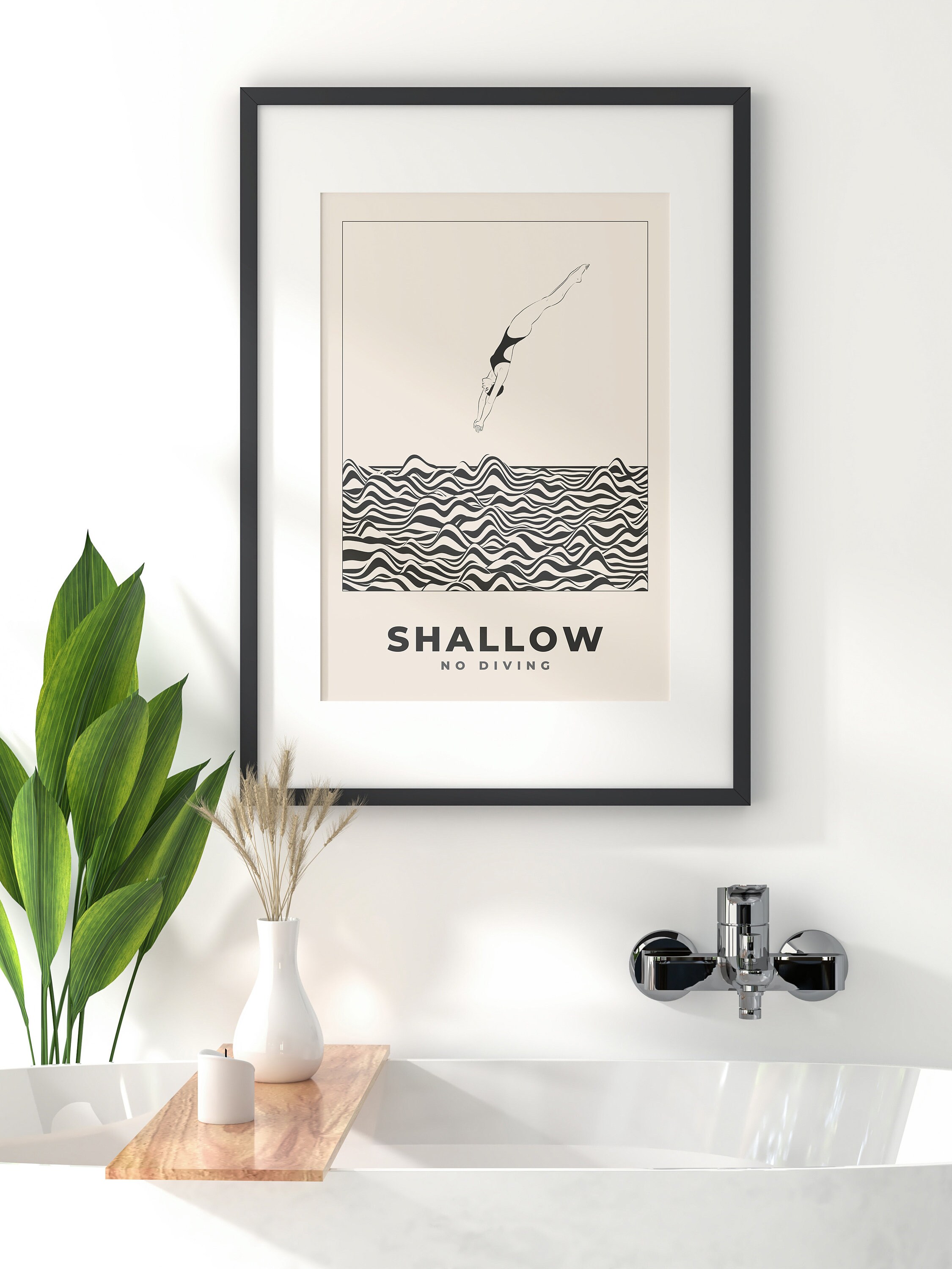 Mid Century Modern Bathroom Art Print Bathroom Digital Etsy