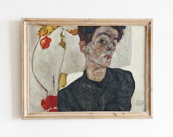 Egon Schiele Vintage Print, Museum Wall Art, Egon Schiele Art, Vintage Posters, Exhibition Poster, Digital Download