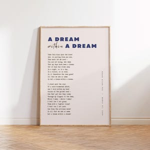 A Dream within a Dream, Book Print, Book Page Art, Edgar Allan Poe Book Wall Art, The Raven Wall Art Poster, Book Poster, Mid Century Modern