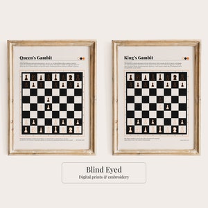 Mid Century Modern Chess Print Set of 2, Gallery Wall Art, Minimalistic Printable Wall Art, Trendy Modern Wall Posters, Chess Poster