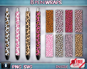 Leopard & Cheetah Pen Wraps: Glitter Inkjoy Pen Template (PNG SVG Digital Download)