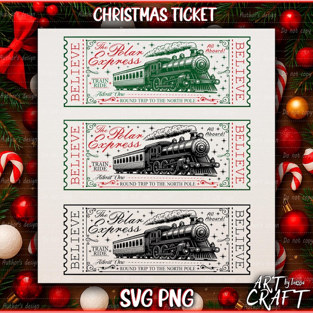 Polar Express Ticket SVG PNG: Vintage Christmas North Pole Design ...