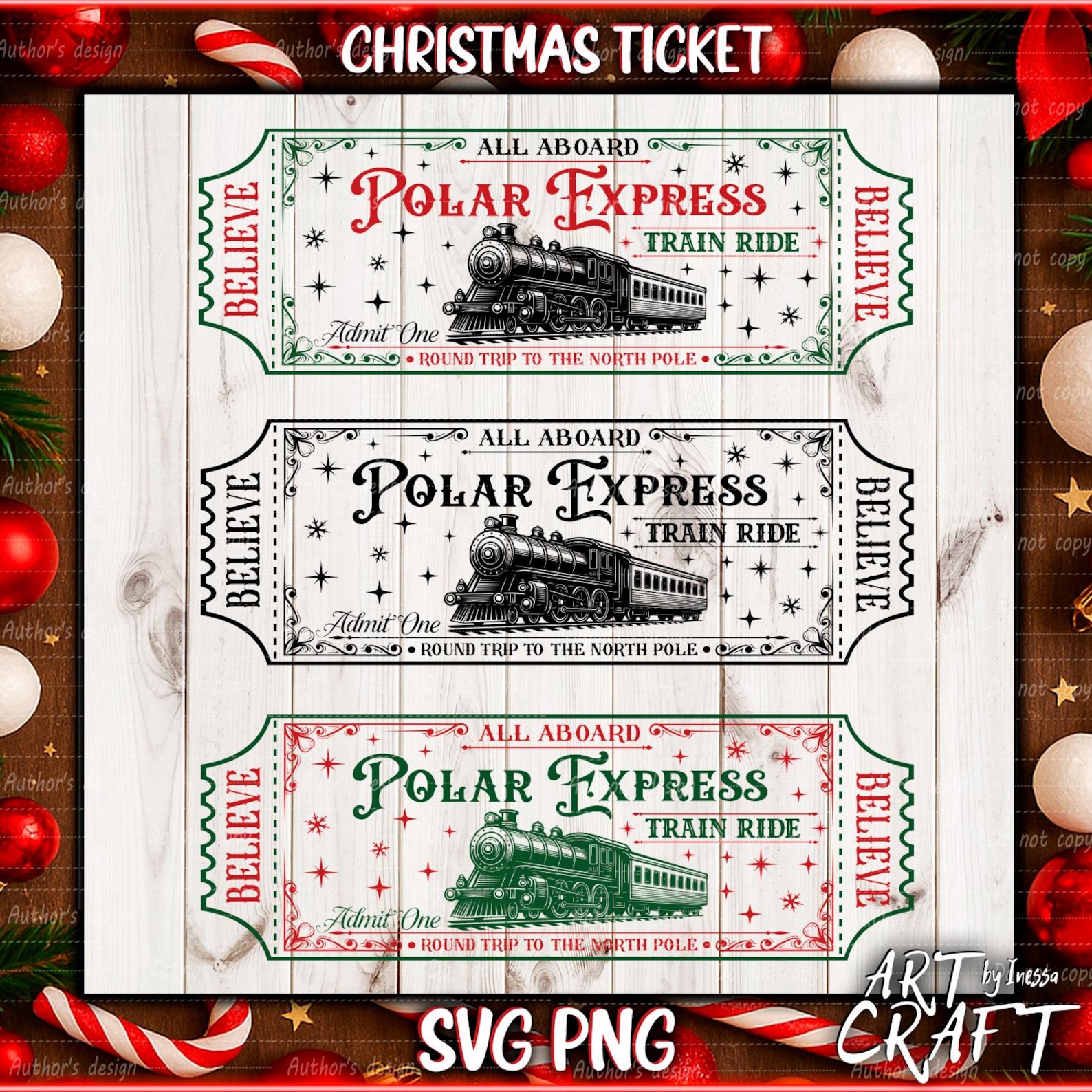 Vintage Polar Express Ticket SVG PNG Bundle - Etsy