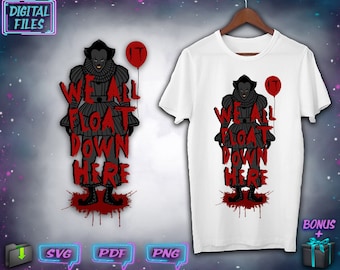 Clown svg, Horror svg digital files for print , Movie art We all float down here