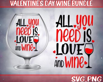 Valentine Wine SVG Bundle: Love & Wine Clipart (Digital Download)