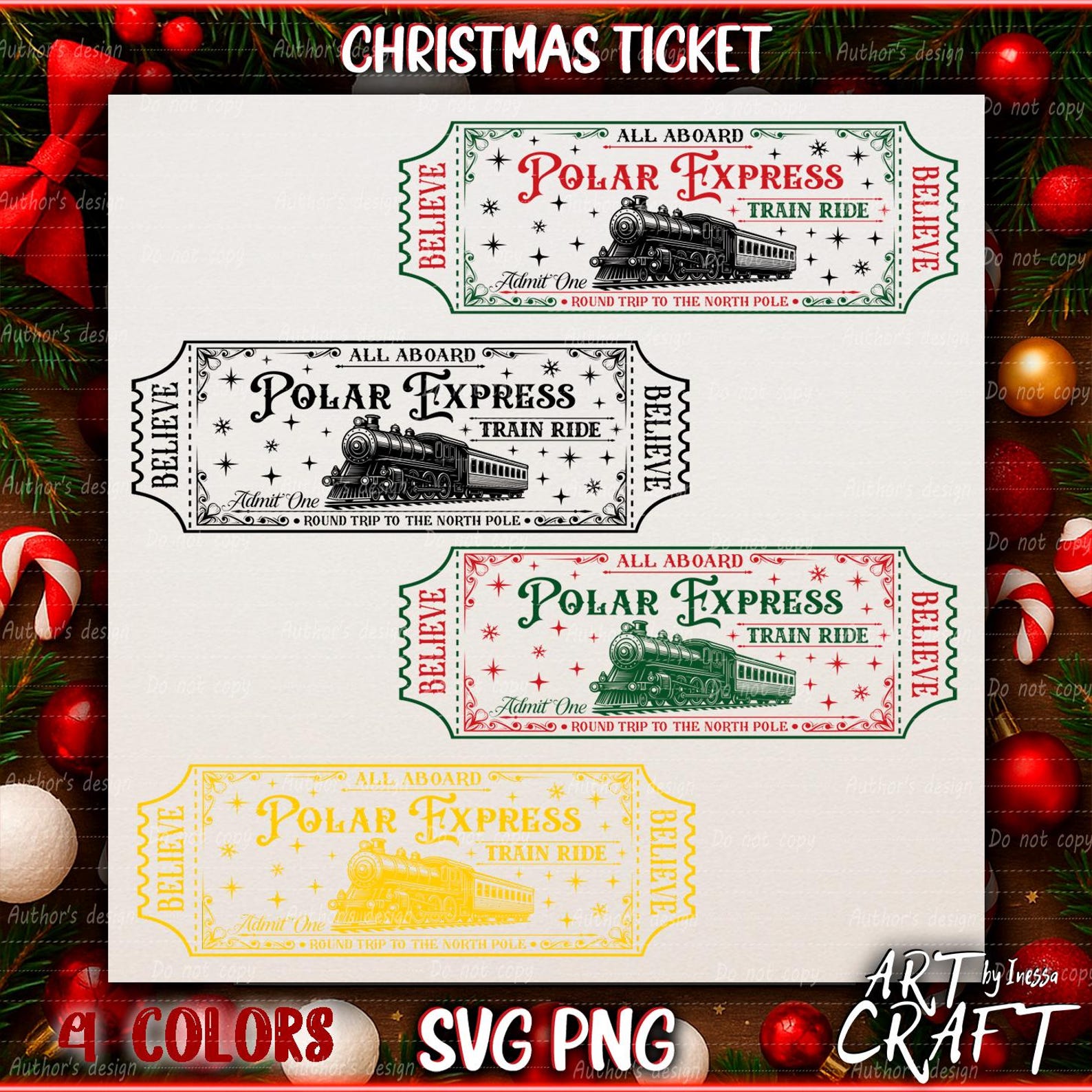 Vintage Polar Express Ticket SVG PNG Bundle - Etsy