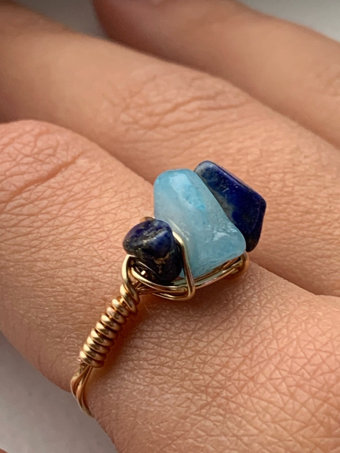 3 crystal bead ring Etsy