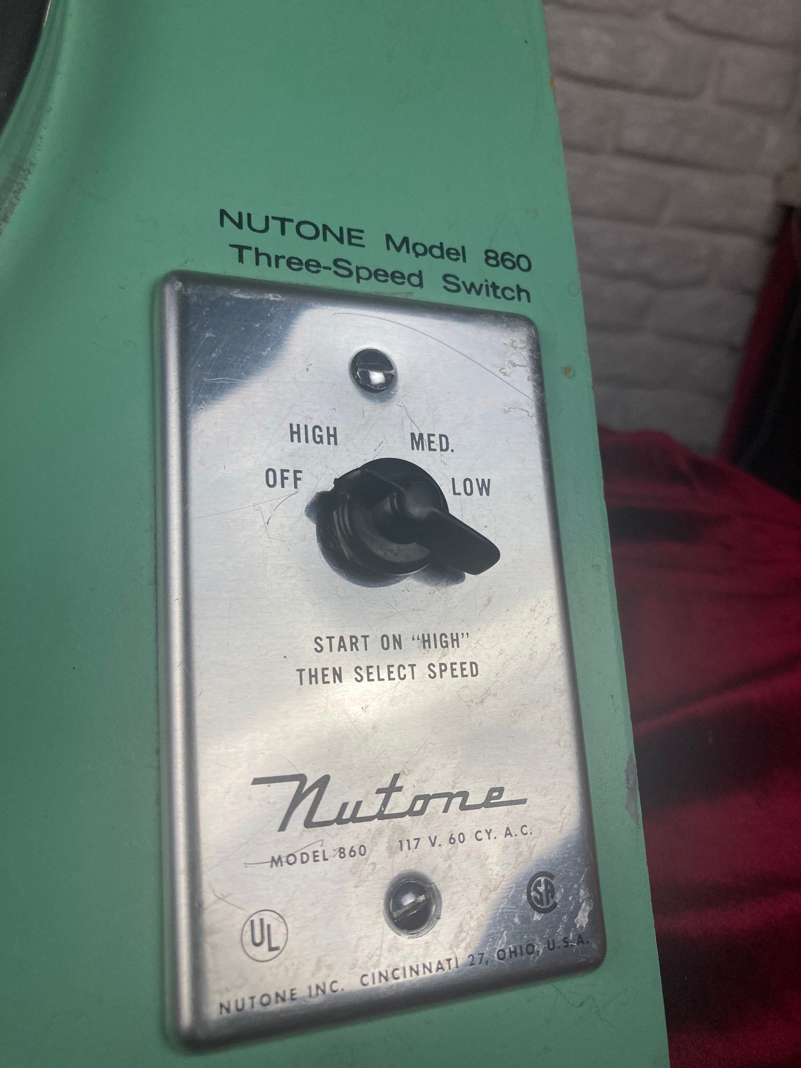 NOS Rare 8210 Nutone vertical exhaust fan with Nutone 3 speed Etsy